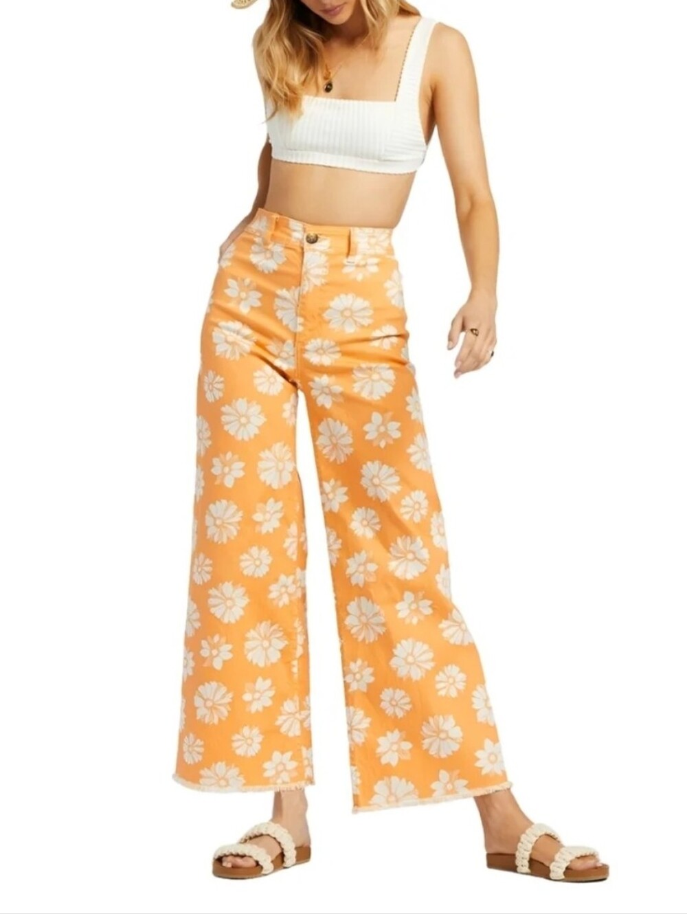 ❤️ BILLABONG FREE FALL PRINT WIDE LEG HIGH RISE PANTS, 6 (28)